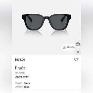 New Prada Black Sunglasses metal temple black new w case   PR A04S 16K07T 52-20